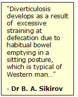 Diverticulosis and sitting toilets